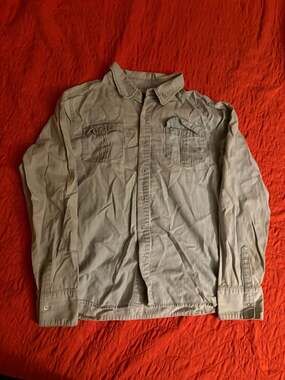 Insight Men's Light Wash Grey Denim Long Sleeve Button Up Shirt Size M